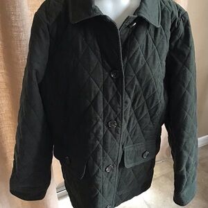 Talbots XL Women’s Quilted Jacket Corduroy Hunter Green Barn/Fisherman Core